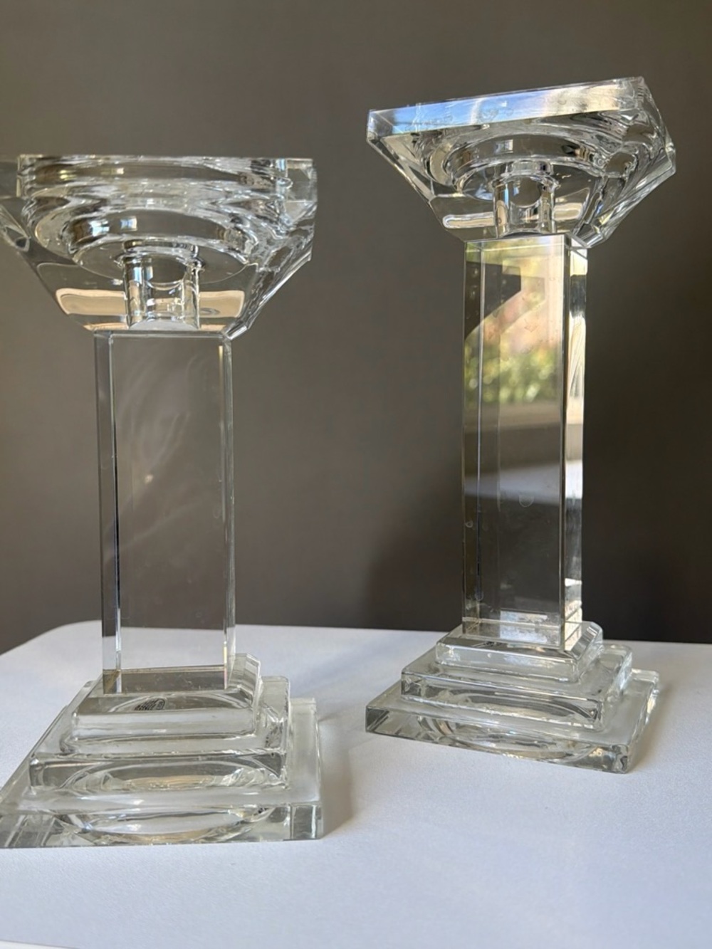 Crystal Pillar Candle Holders Shannon Crystal set